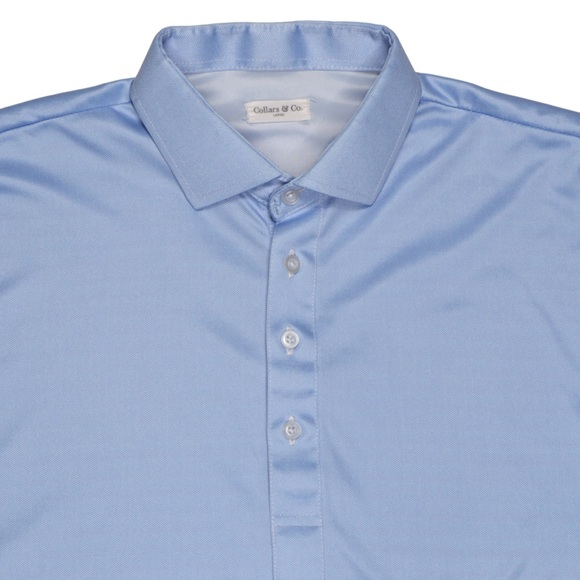 Collars & Co Polo Shirt Mens Size Large Graphic Zigzag Performance Blue - Picture 1 of 11